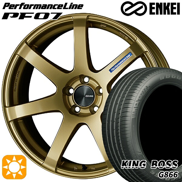 【取付対象】225/45R19 92W キングボス G866 ENKEI エンケイ パフォーマンスライン PF07 ゴールド 19インチ 8.0J 5H114.3 サマータイヤホイールセット