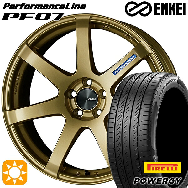 【取付対象】215/45R18 93W XL ピレリ パワジー ENKEI エンケイ パフォーマンスライン PF07 ゴールド 18インチ 7.5J 5H114.3 サマータイヤホイールセット ｜格安タイヤホイールジャストパーツ