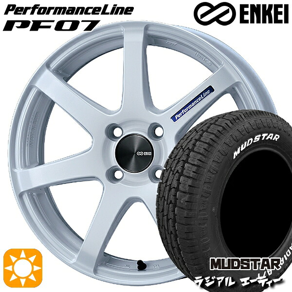 【取付対象】ハスラー 165/60R15 77S マッドスター ラジアル A/T ホワイトレター ENKEI エンケイ パフォーマンスライン PF07 パールホワイト 15インチ 5.0J 4H100 サマータイヤホイールセット