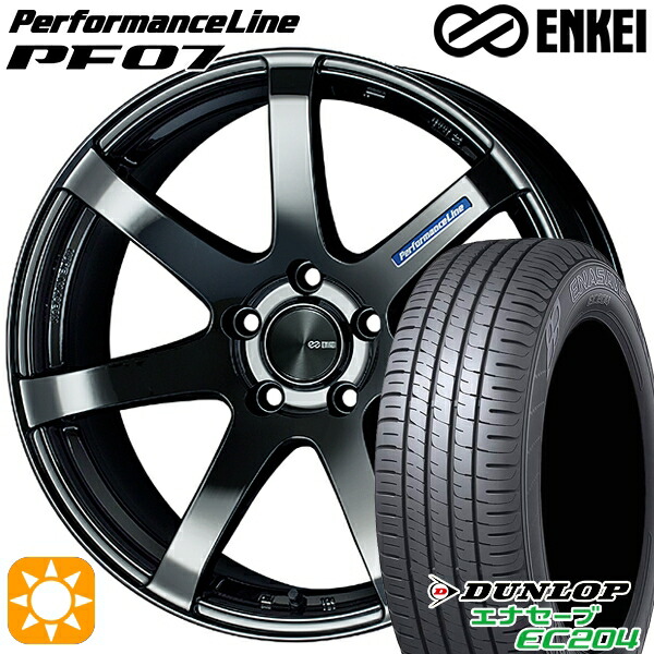 【取付対象】215/45R18 93W XL ダンロップ エナセーブ EC204 ENKEI エンケイ パフォーマンスライン PF07 SBK 18インチ 7.5J 5H114.3 サマータイヤホイールセット