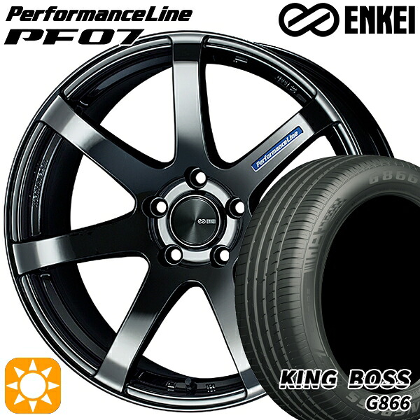 【取付対象】225/45R19 92W キングボス G866 ENKEI エンケイ パフォーマンスライン PF07 SBK 19インチ 8.0J 5H114.3 サマータイヤホイールセット