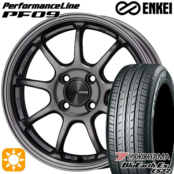 【取付対象】175/60R16 82H ヨコハマ ブルーアース ES32 ENKEI エンケイ パフォーマンスライン PF09 ダークシルバー 16インチ 6.5J 4H100 サマータイヤホイールセット