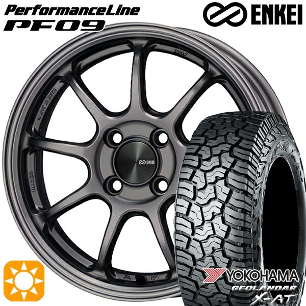 【取付対象】ライズ ロッキー LT215/70R16 100/97Q ヨコハマ ジオランダー X-AT G016 ENKEI エンケイ パフォーマンスライン PF09 ダークシルバー 16インチ 6.5J 4H100 サマータイヤホイールセット