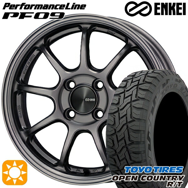 【取付対象】アクア クロスビー 175/60R16 82Q トーヨー オープンカントリー R/T ENKEI エンケイ パフォーマンスライン PF09 ダークシルバー 16インチ 6.5J 4H100 サマータイヤホイールセット
