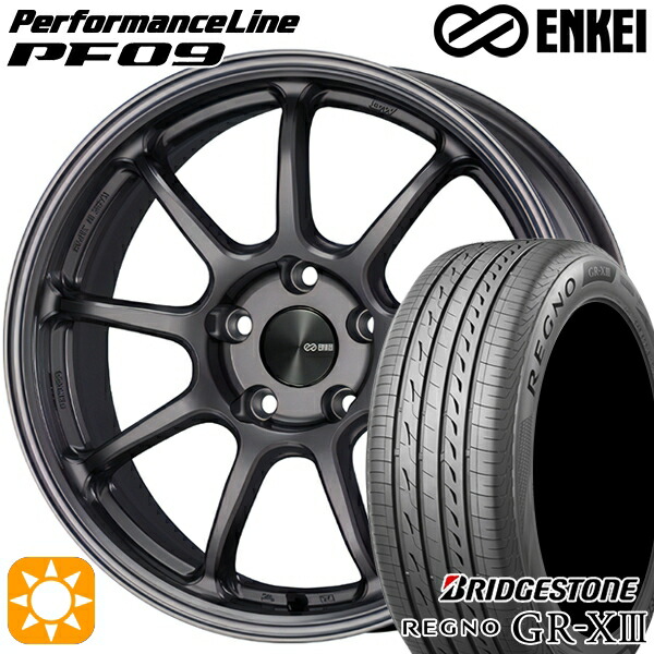 【取付対象】アウトランダー エクストレイル 225/55R18 102V XL ブリヂストン レグノ GR-X3 ENKEI エンケイ パフォーマンスライン PF09 ダークシルバー 18インチ 7.5J 5H114.3 サマータイヤホイールセット