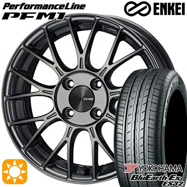 【取付対象】アクア ヤリス 205/40R17 84V XL ヨコハマ ブルーアース ES32 ENKEI エンケイ パフォーマンスライン PFM1 ダークシルバー 17インチ 7.0J 4H100 サマータイヤホイールセット ｜格安タイヤホイールジャストパーツ