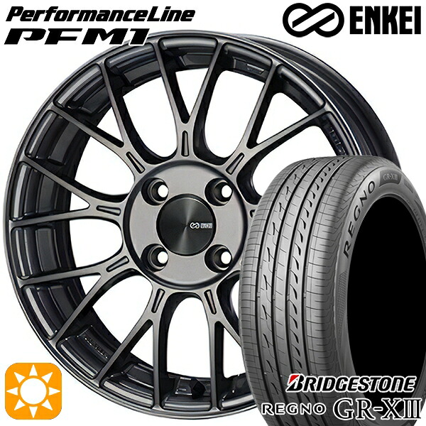 【取付対象】アクア マツダ2 ノート 185/65R15 92H XL ブリヂストン レグノ GR-X3 ENKEI エンケイ パフォーマンスライン PFM1 ダークシルバー 15インチ 5.5J 4H100 サマータイヤホイールセット ｜格安タイヤホイールジャストパーツ