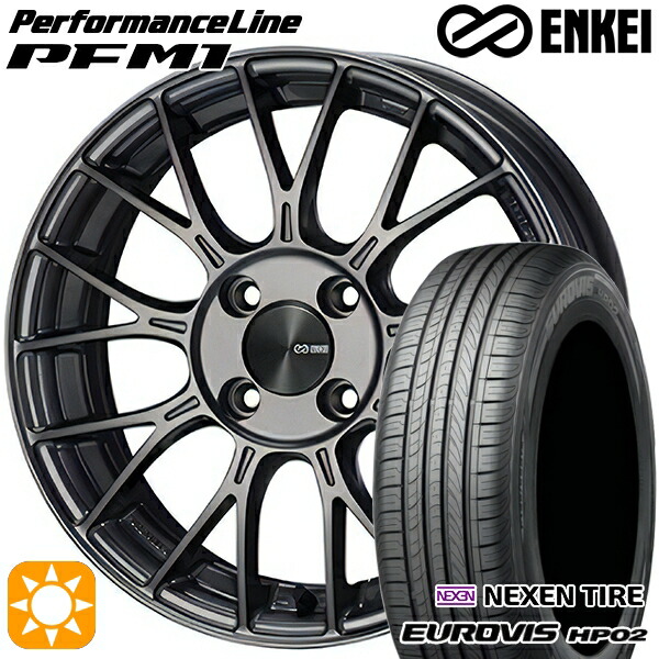 【取付対象】175/65R15 84H ネクセン ロードストーン ユーロビズ HP02 ENKEI エンケイ パフォーマンスライン PFM1 ダークシルバー 15インチ 5.5J 4H100 サマータイヤホイールセット 61,930円