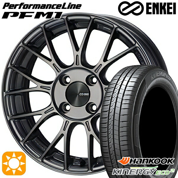 【取付対象】185/65R15 88T ハンコック KlnERGy ECO2 K435 ENKEI エンケイ パフォーマンスライン PFM1 ダークシルバー 15インチ 5.5J 4H100 サマータイヤホイールセット