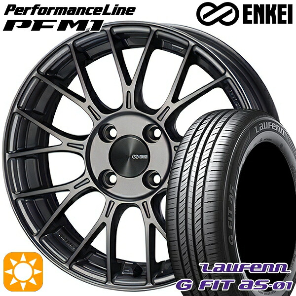 【取付対象】185/65R15 88H ラウフェン G FIT as-01 LH42 ENKEI エンケイ パフォーマンスライン PFM1 ダークシルバー 15インチ 6.0J 4H100 サマータイヤホイールセット