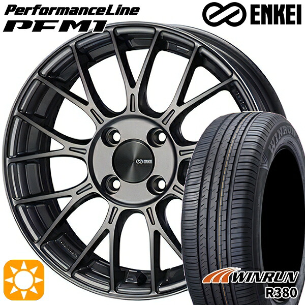 【取付対象】175/65R15 84H ウィンラン R380 ENKEI エンケイ パフォーマンスライン PFM1 ダークシルバー 15インチ 5.5J 4H100 サマータイヤホイールセット