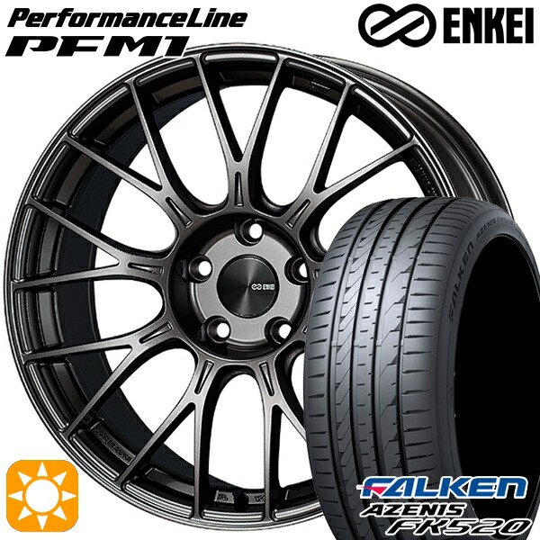 【取付対象】アイシス ノア 215/45R17 91Y XL ファルケン アゼニス FK520 ENKEI エンケイ パフォーマンスライン PFM1 ダークシルバー 17インチ 7.0J 5H114.3 サマータイヤホイールセット