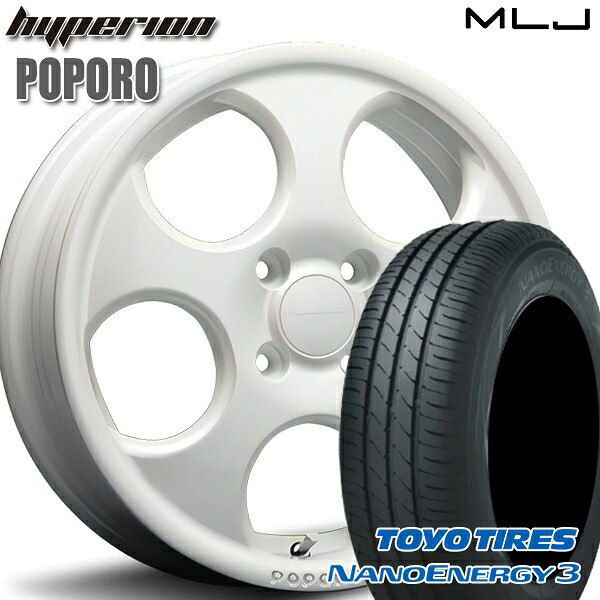 【取付対象】エブリィワゴン 165/60R14 75H トーヨー ナノエナジー3 MLJ ハイペリオン ポポロ パールホワイト 14インチ 4.5J 4H100 サマータイヤホイールセット