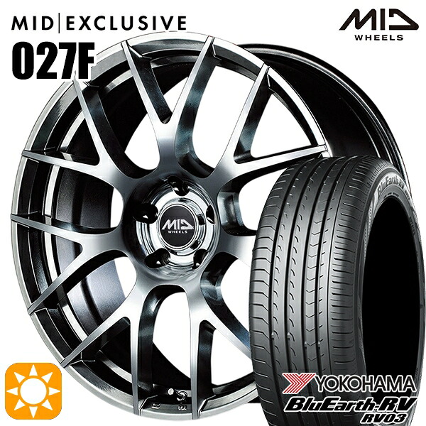 【取付対象】225/40R19 93W XL ヨコハマ ブルーアース RV03 MID RMP 027F ハイパーメタルコート/ミラーカット 19インチ 8.0J 5H114.3 サマータイヤホイールセット