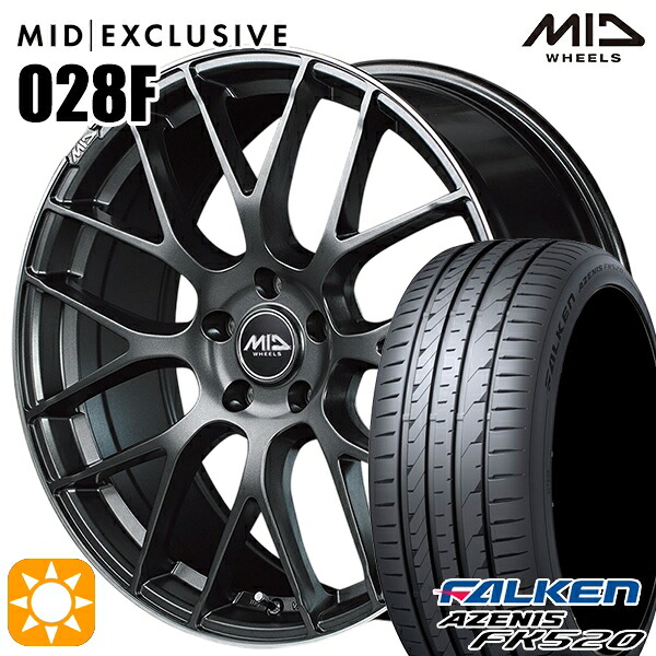 【取付対象】245/35R20 95Y XL ファルケン アゼニス FK520 MID RMP 028F セミグロスGM/リムDCロゴMC 20インチ 8.5J 5H114.3 サマータイヤホイールセット