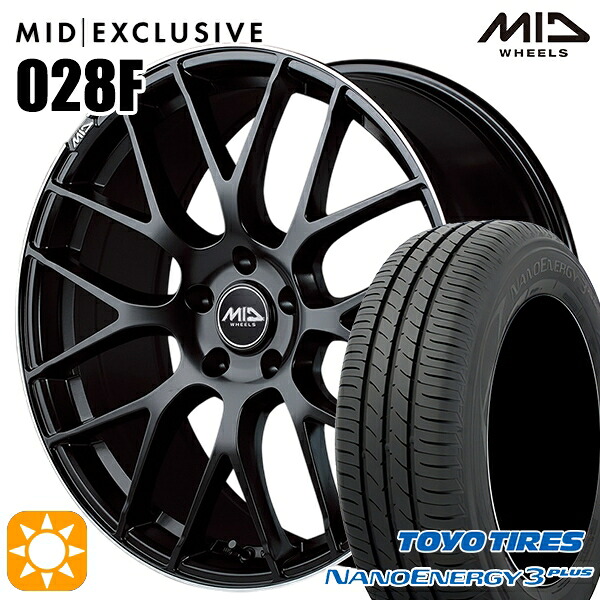 【取付対象】215/45R18 89W トーヨー ナノエナジー3プラス MID RMP 028F セミグロスBK/リムエッジDCロゴMC 18インチ 7.0J 5H114.3 サマータイヤホイールセット