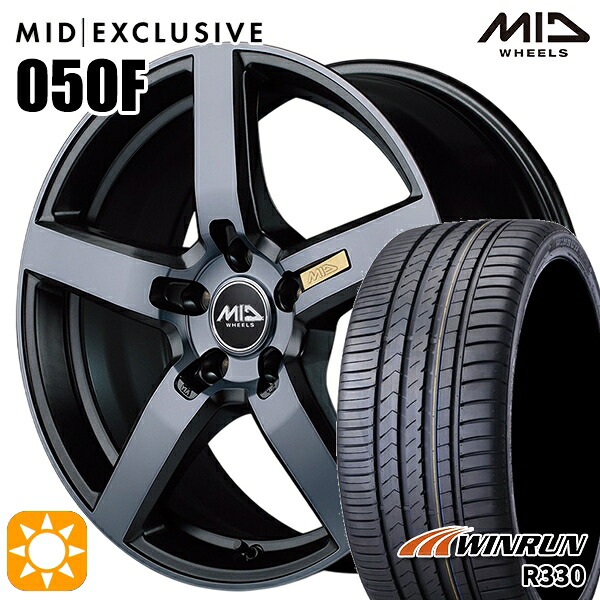 【取付対象】ジェイド アクセラ 225/40R18 92W XL ウィンラン R330 MID RMP 050F ガンメタDC/マットスモーククリア 18インチ 7.0J 5H114.3 サマータイヤホイールセット