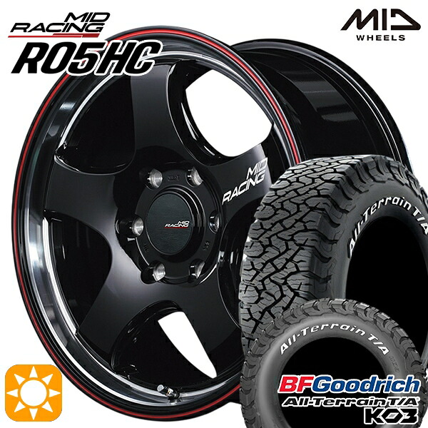 【取付対象】215/70R16 100/97S RWL BFグッドリッチ オールテレーン T/A KO3 MID RMPレーシング R05HC BKリムヴァーティカルP/レッドライン 16インチ 6.5J 6H139.7 サマータイヤホイールセット