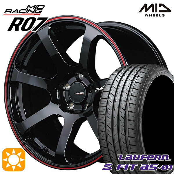 【取付対象】アイシス ノア 215/45R17 91W XL ラウフェン S FIT aS-01 LH02 MID RMPレーシング R07 ブラック/リムレッドライン 17インチ 7.0J 5H114.3 サマータイヤホイールセット ｜格安タイヤホイールジャストパーツ