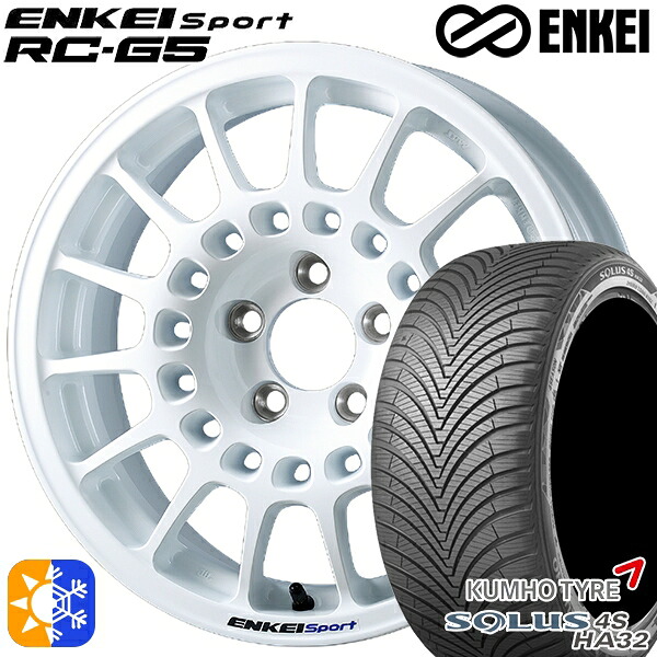 マツダ2 ノート 185/65R15 88H クムホ ソルウス 4S HA32 ENKEI エンケイ エンケイ スポーツ RC-G5 ホワイト 15インチ 6.5J 4H100 オールシーズンタイヤホイールセット |格安タイヤホイールジャストパーツ