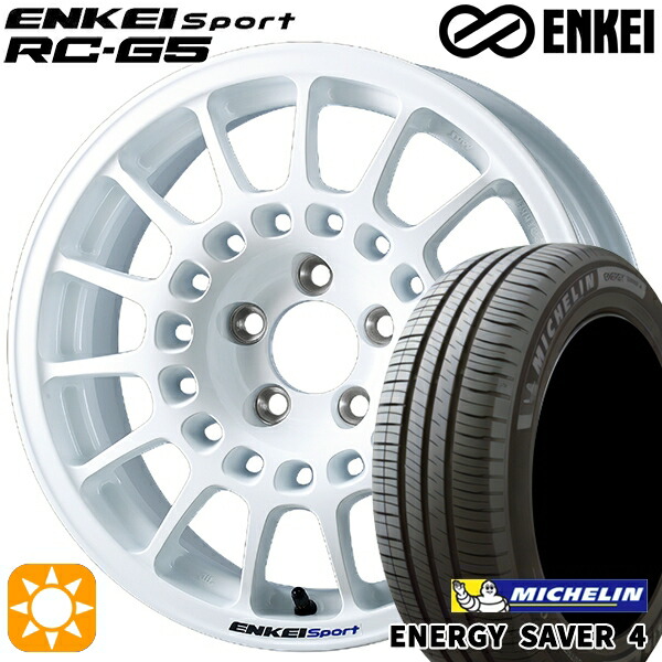 【取付対象】マツダ2 ノート 185/65R15 92H XL ミシュラン エナジーセイバー4 ENKEI エンケイ エンケイ スポーツ RC-G5 ホワイト 15インチ 6.5J 4H100 サマータイヤホイールセット