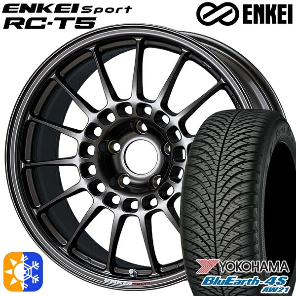 C-HR カローラクロス 215/60R17 100V ヨコハマ ブルーアース 4S AW21 ENKEI エンケイスポーツ RC-T5 ダークシルバー 17インチ 7.0J 5H114.3 オールシーズンタイヤホイールセット