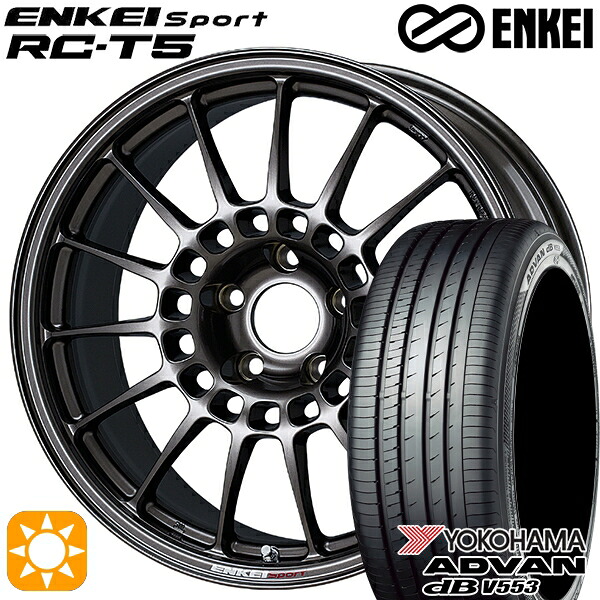 【取付対象】リーフ レヴォーグ 215/50R17 95V XL ヨコハマ アドバンデシベル V553 ENKEI エンケイスポーツ RC-T5 ダークシルバー 17インチ 7.0J 5H114.3 サマータイヤホイールセット