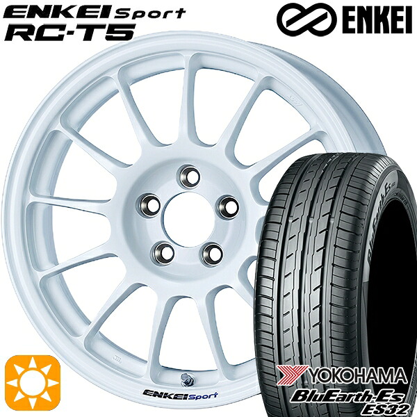 【取付対象】アクア ヤリス 195/50R16 84V ヨコハマ ブルーアース ES32 ENKEI エンケイスポーツ RC-T5 ホワイト 16インチ 6.5J 4H100 サマータイヤホイールセット