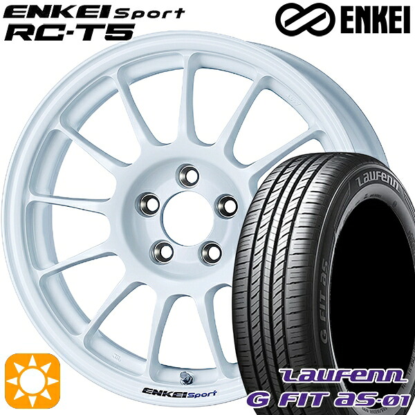 【取付対象】マツダ2 ノート 185/65R15 88H ラウフェン G FIT as-01 LH42 ENKEI エンケイスポーツ RC-T5 ホワイト 15インチ 6.5J 4H100 サマータイヤホイールセット