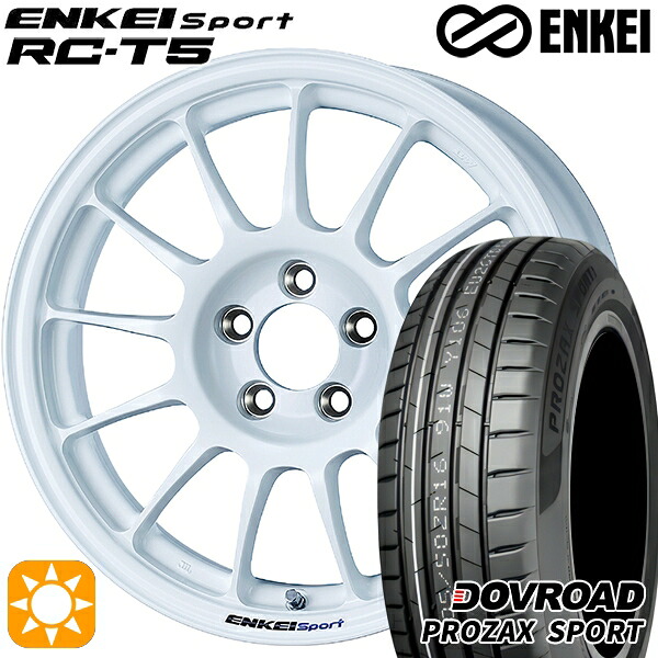 【取付対象】マツダ2 ノート 205/45R17 88W XL DOVROAD プロザックススポーツ ENKEI エンケイスポーツ RC-T5 ホワイト 17インチ 7.0J 4H100 サマータイヤホイールセット