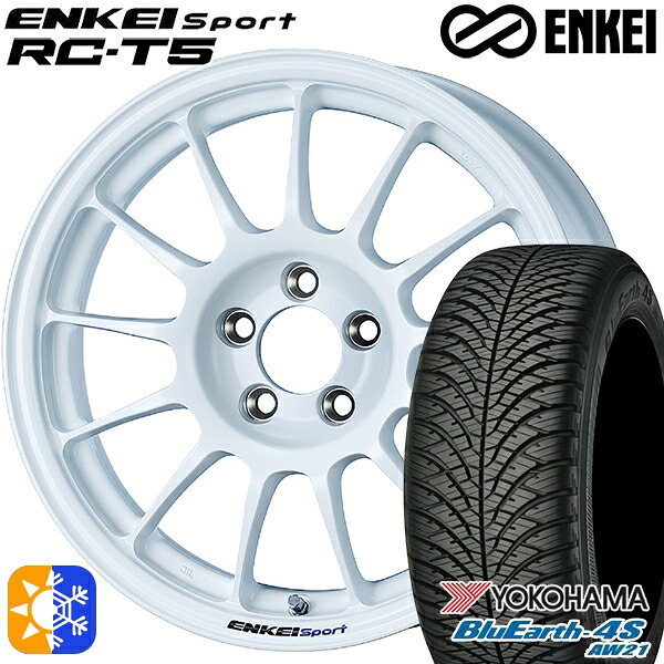 エルグランド クロスロード 215/65R16 98H ヨコハマ ブルーアース 4S AW21 ENKEI エンケイスポーツ RC-T5 ホワイト 16インチ 6.5J 5H114.3 オールシーズンタイヤホイールセット