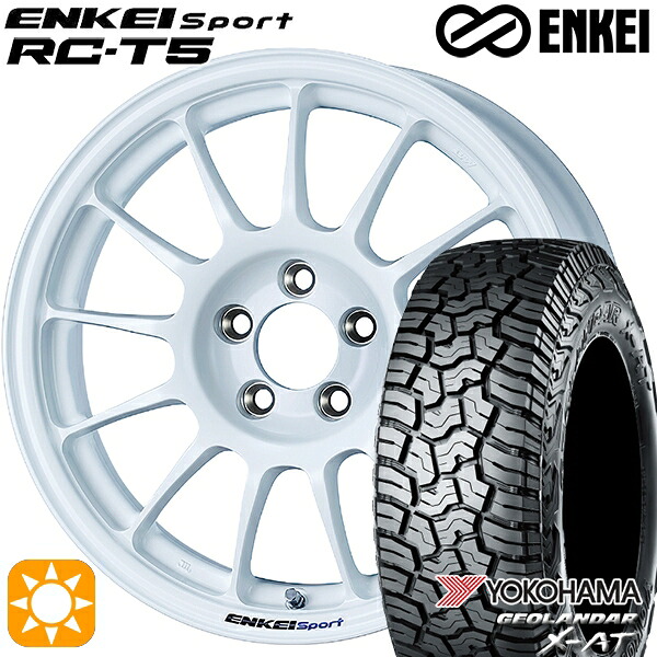 【取付対象】デリカD5 LT215/70R16 100/97Q ヨコハマ ジオランダー X-AT G016 ENKEI エンケイスポーツ RC-T5 ホワイト 16インチ 6.5J 5H114.3 サマータイヤホイールセット
