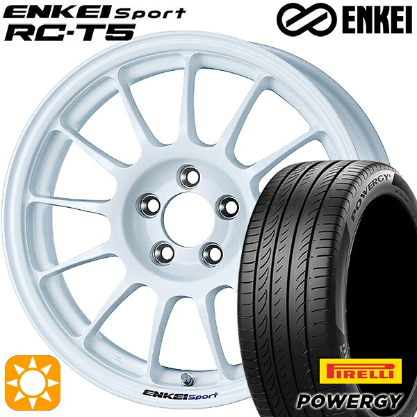 【取付対象】ヤリスクロス 205/65R16 95H ピレリ パワジー ENKEI エンケイスポーツ RC-T5 ホワイト 16インチ 6.5J 5H114.3 サマータイヤホイールセット