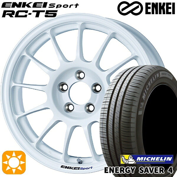 【取付対象】フリード 185/65R15 92H XL ミシュラン エナジーセイバー4 ENKEI エンケイスポーツ RC-T5 ホワイト 15インチ 6.0J 5H114.3 サマータイヤホイールセット