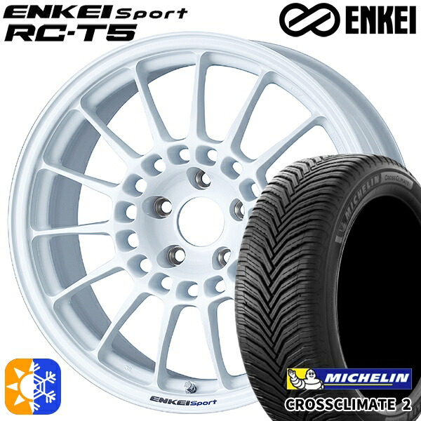 C-HR カローラクロス 215/60R17 100V XL ミシュラン クロスクライメート2 ENKEI エンケイスポーツ RC-T5 ホワイト 17インチ 7.0J 5H114.3 オールシーズンタイヤホイールセット |格安タイヤホイールジャストパーツ