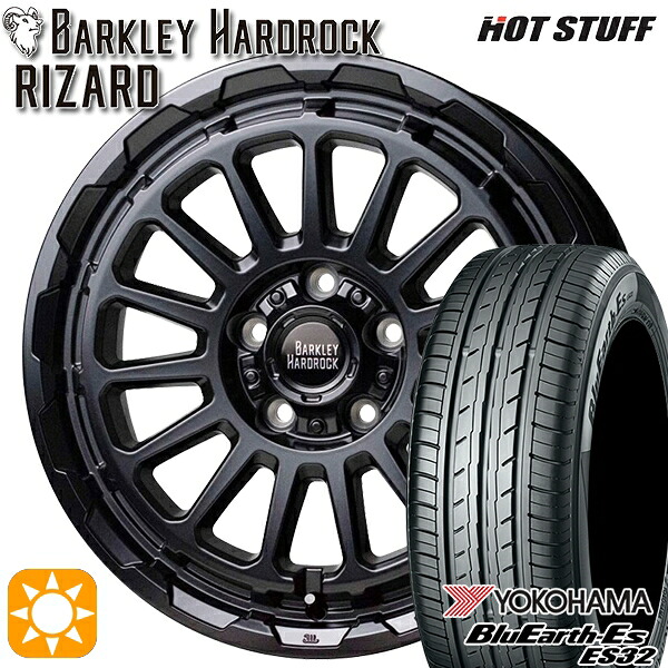 【取付対象】ヤリスクロス 205/65R16 95H ヨコハマ ブルーアース ES32 HotStuff バークレイ ハードロック リザード セミグロスブラック 16インチ 7.0J 5H114.3 サマータイヤホイールセット