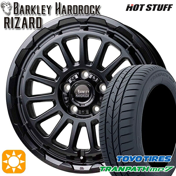 【取付対象】215/60R16 95H トーヨー トランパス mp7 HotStuff バークレイ ハードロック リザード セミグロスブラック 16インチ 7.0J 5H114.3 サマータイヤホイールセット