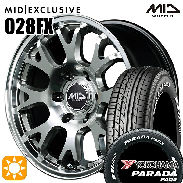【取付対象】200系ハイエース 215/60R17C 109/107S ヨコハマ パラダ PA03 ホワイトレター MID RMP 028FX ハイパーメタルコート/ミラーカット 17インチ 6.5J 6H139.7 サマータイヤホイールセット 110,700円
