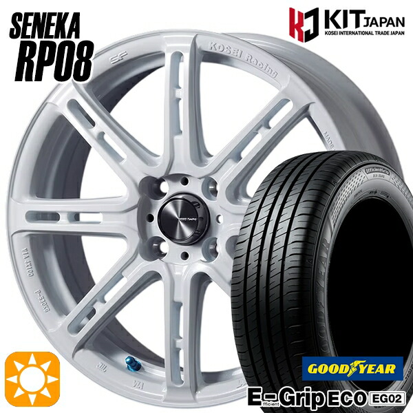 【取付対象】アクア クロスビー 185/55R16 83V グッドイヤー エフィシェントグリップ EG02 KOSEI コーセイレーシング セネカ RP08 パールホワイト 16インチ 6.0J 4H100 サマータイヤホイールセット |格安タイヤホイールジャストパーツ