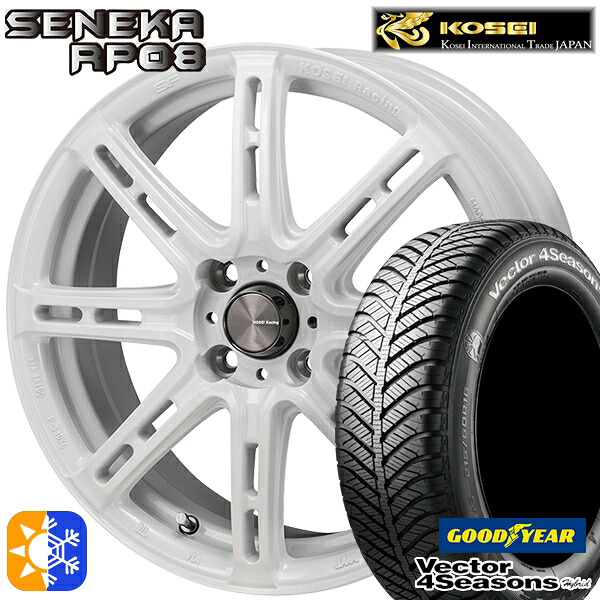 ライズ ロッキー 205/60R16 92H グッドイヤー ベクター フォーシーズンズ コーセイ コーセイレーシング セネカ RP08 16インチ 6.5J 4H100 パールホワイト オールシーズンタイヤホイールセット ｜格安タイヤホイールジャストパーツ 102,410円