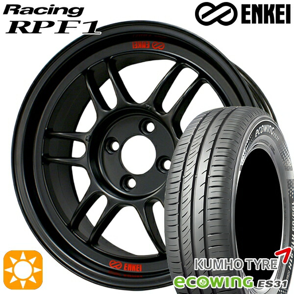 【取付対象】175/65R15 84H クムホ エコウィング ES31 ENKEI エンケイレーシング RPF1 マットブラック 15インチ 7.0J 4H100 サマータイヤホイールセット
