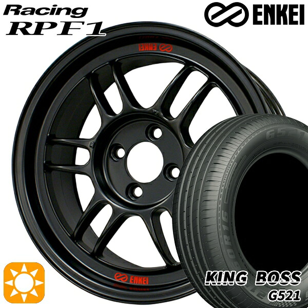 【取付対象】175/65R15 84H キングボス G521 ENKEI エンケイレーシング RPF1 マットブラック 15インチ 7.0J 4H100 サマータイヤホイールセット