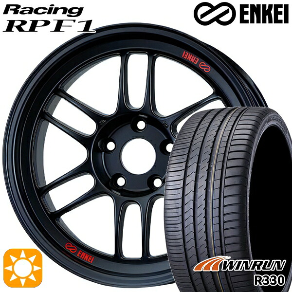 【取付対象】マークX スカイライン 225/45R18 95W XL ウィンラン R330 ENKEI エンケイレーシング RPF1 マットブラック 18インチ 7.5J 5H114.3 サマータイヤホイールセット