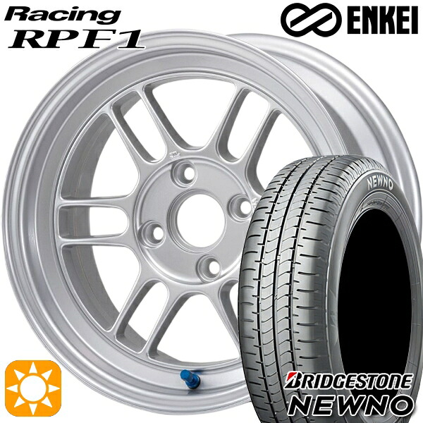 【取付対象】195/45R16 84V ブリヂストン ニューノ ENKEI エンケイレーシング RPF1 シルバー 16インチ 7.0J 4H100 サマータイヤホイールセット