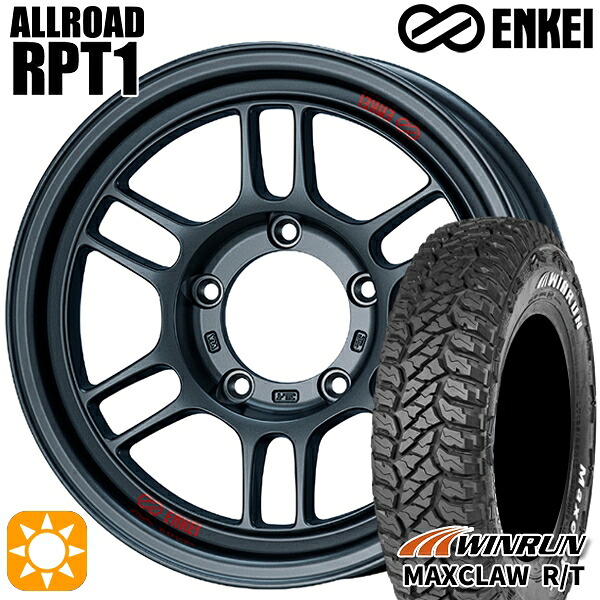 【取付対象】ジムニーシエラ 185/85R16 105/103N ウィンラン マックスクロウ R/T　ホワイトレター ENKEI エンケイ オールロード RPT1 マットダークガンメタリック 16インチ 6.0J 5H139.7 サマータイヤホイールセット