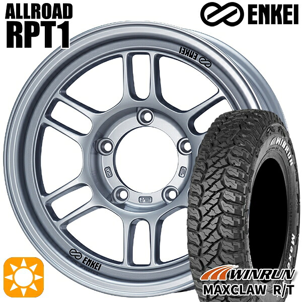 【取付対象】ジムニーシエラ 185/85R16 105/103N ウィンラン マックスクロウ R/T　ホワイトレター ENKEI エンケイ オールロード RPT1 スパークルシルバー 16インチ 6.0J 5H139.7 サマータイヤホイールセット