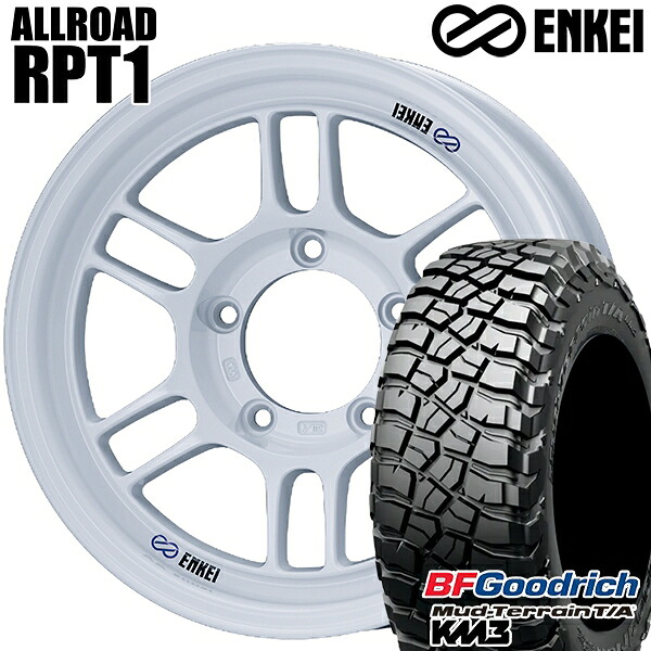 【取付対象】[5本セット]ジムニーシエラ LT225/75R16 115/112Q RBL BFグッドリッチ マッドテレーン T/A KM3 ENKEI エンケイ オールロード RPT1 ホワイト 16インチ 6.0J 5H139.7 サマータイヤホイールセット