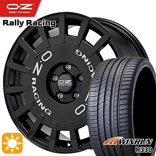【取付対象】アウディ A3/S3 225/40R18 92W XL ウィンラン R330 OZ ラリーレーシング グロスブラック/シルバーレタリング 18インチ 7.5J 5H112 サマータイヤホイールセット