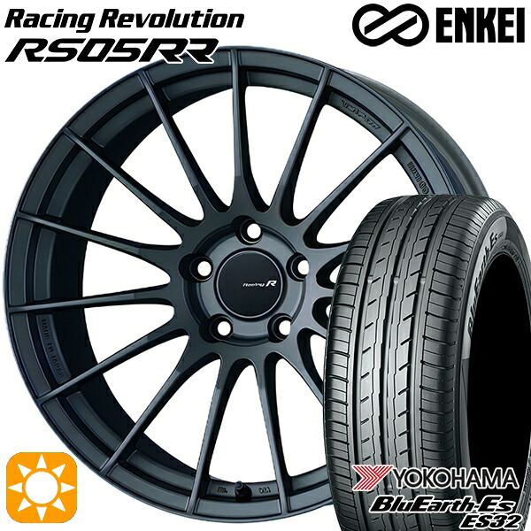【取付対象】アウトランダー デリカD5 225/55R18 98V ヨコハマ ブルーアース ES32 ENKEI レーシングレボリューションRS05RR マットダークガンメタリック 18インチ 8.5J 5H114.3 サマータイヤホイールセット |格安タイヤホイールジャストパーツ