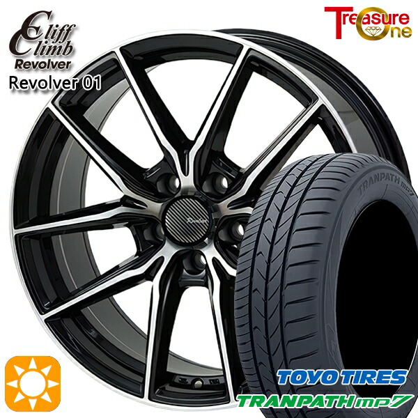【取付対象】カムリ ヴェゼル 215/55R17 94V トーヨー トランパス mp7 トレジャーワン クリフクライム リボルバー01 ブラックポリッシュ 17インチ 7.0J 5H114.3 サマータイヤホイールセット ｜格安タイヤホイールジャストパーツ